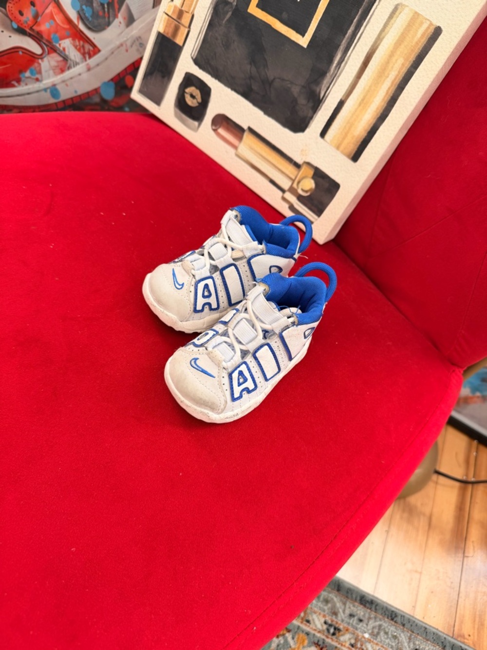 Nike Kids White and Royal Blue 'Air' Sneakers